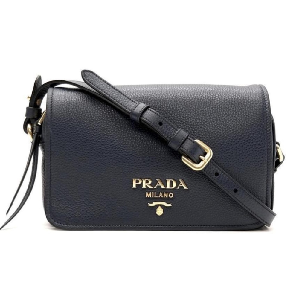 NEW Prada Vitello Phenix Black Leather Crossbody Bag 💯Authentic